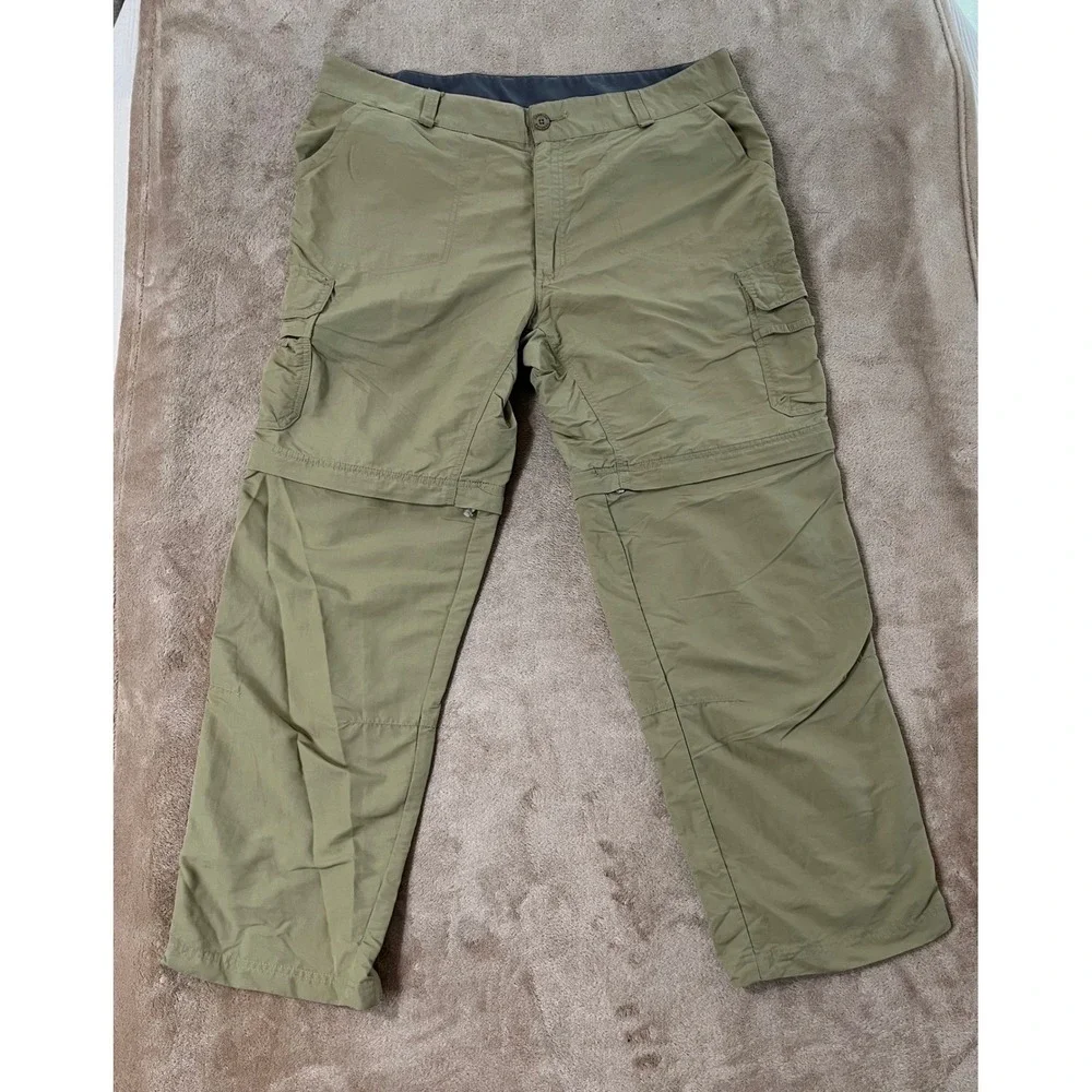 Cabelas Convertible Hiking Cargo Pants Men's 38x30 Green Zip Off Shorts GOOD